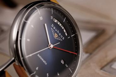 Preview: Bauhaus Herrenuhr Automatik mit Wochentagsanzeige und Lederarmband